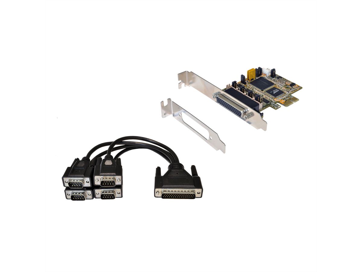 EXSYS EX-44374 Carte PCIe x1, 4x RS232 via câble avec 4x 9pin