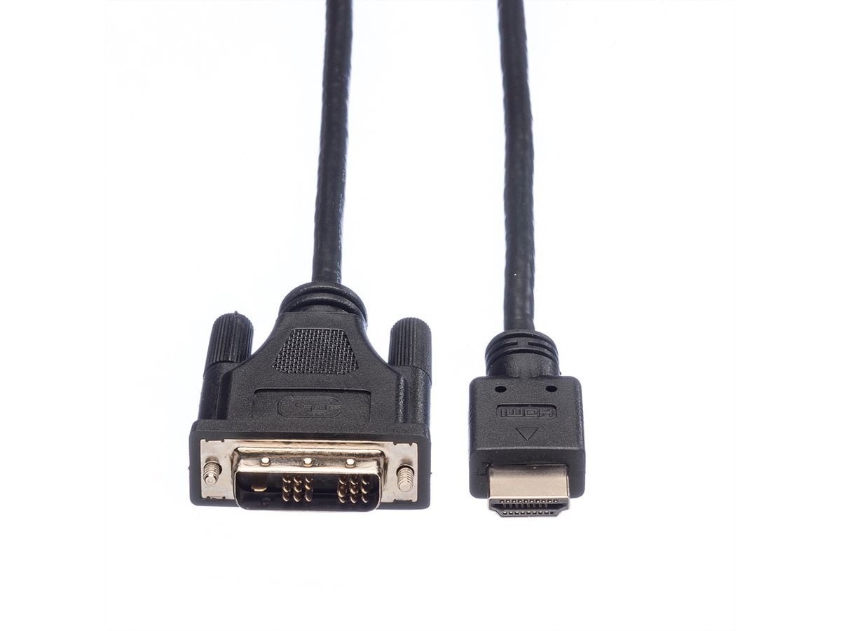 ROLINE Câble de raccordement pour écran DVI (18+1) M /HDMI M, noir, 2 m