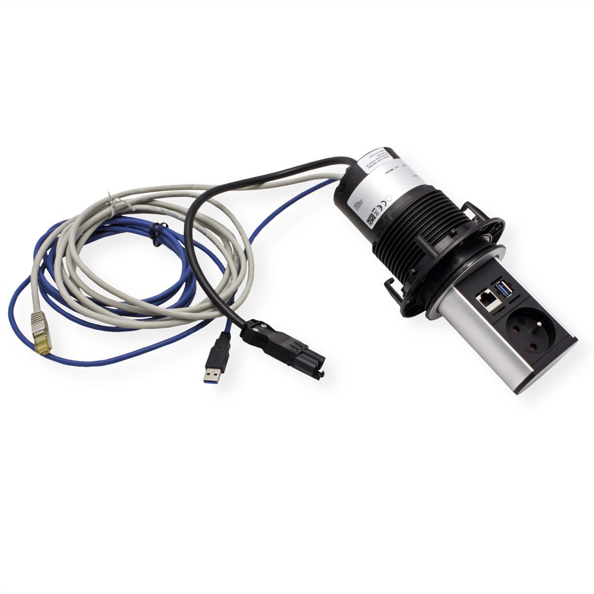 BACHMANN ELEVATOR 1xUTE 1xUSB 1xCAT6A 0,5m GST18 profilé en aluminium anodisé