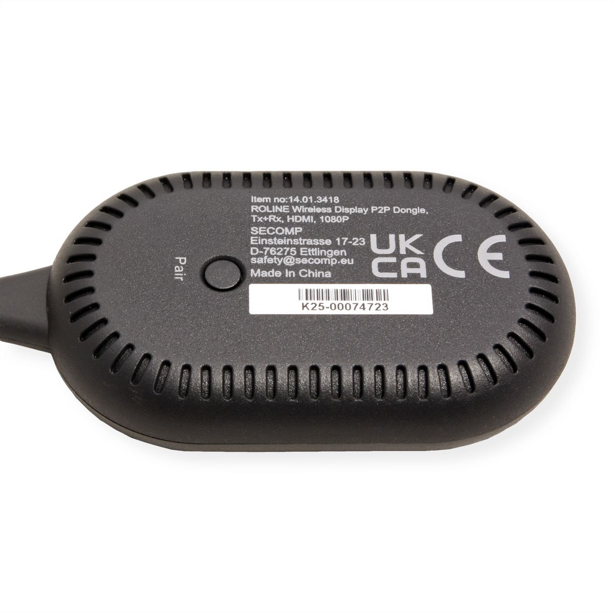 ROLINE Kit de dongle d'affichage P2P sans fil, Tx+Rx, Wireless USB-C vers HDMI, 1080p, 20 m