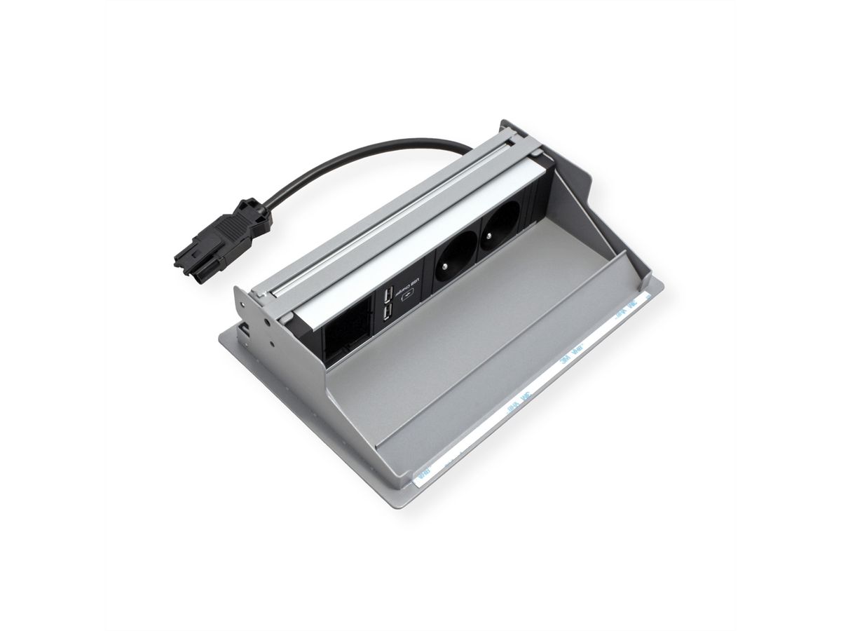 BACHMANN CONEO SET 2xUTE 1xUSB 1xCM 0,2m GST18 aluminium blanc