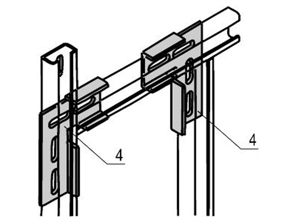 SCHROFF Eurorack C-Rail L-Bracket pour le raccordement en angle de deux rails centraux
