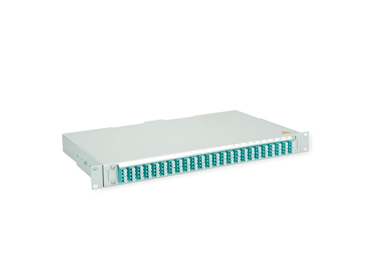 TELEGÄRTNER BASIS V Panneau fibre optique avec coupleurs & Pigtails , 24x LC Quad, turquoise, OM3