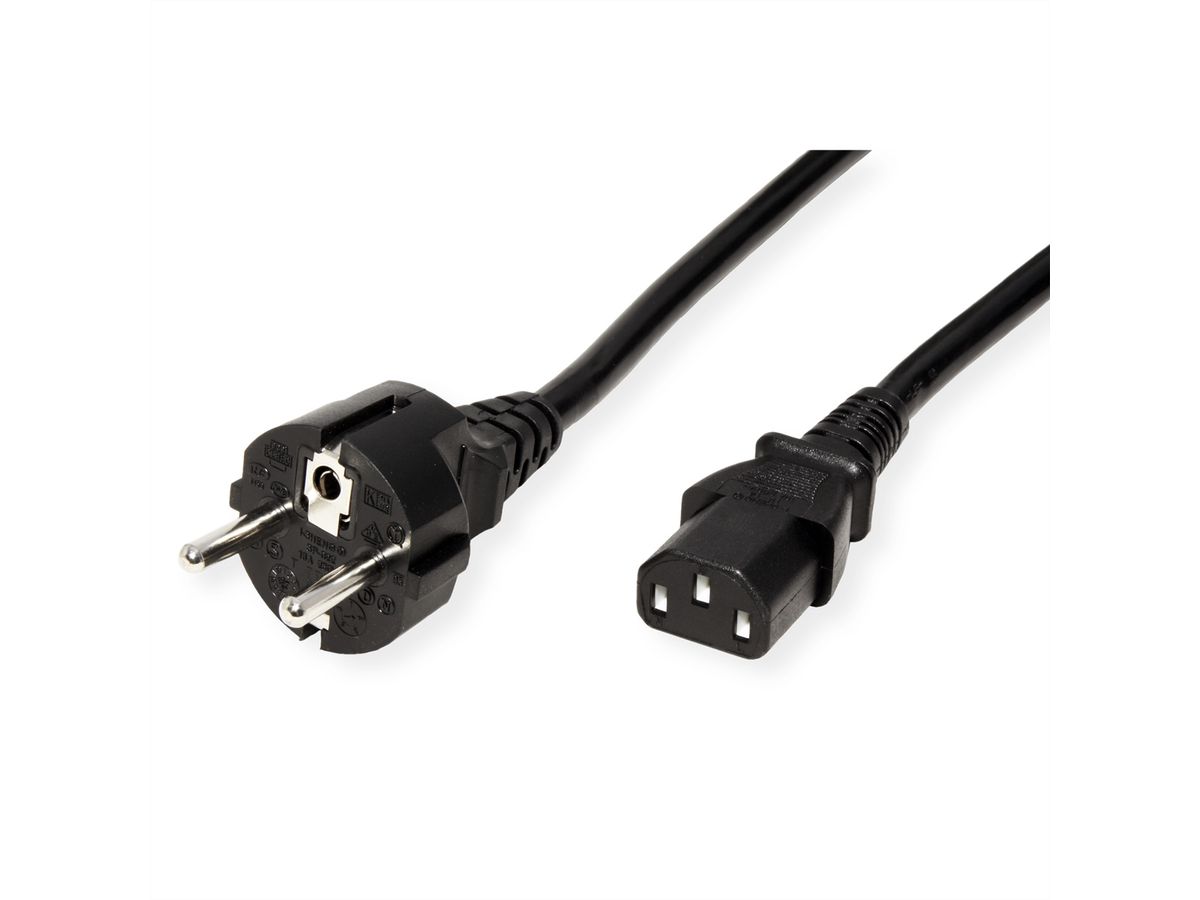 ROLINE Câble d'alimentation IEC droit, noir, 3 m