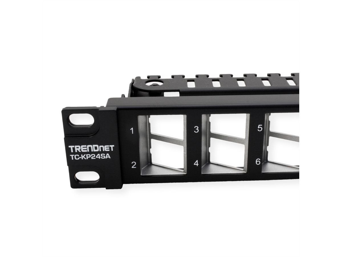 TRENDnet TC-KP24SA Panneau de connexion Keystone blindé 1U angulaire, vierge et à 24 ports
