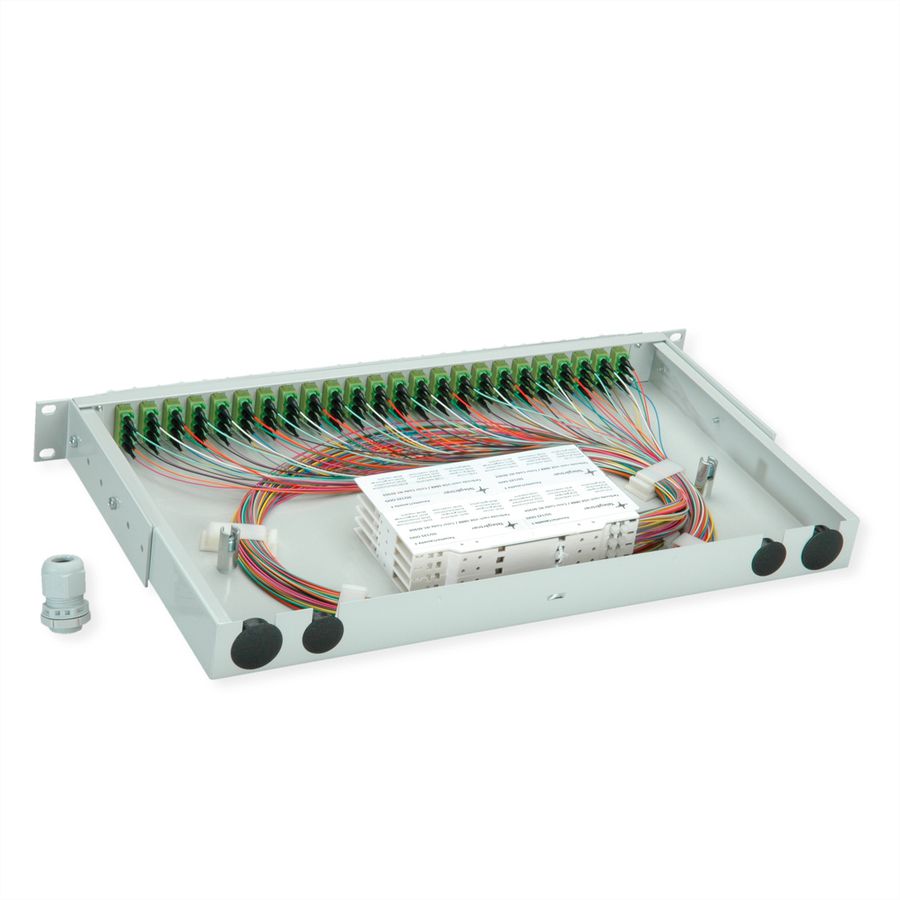 TELEGÄRTNER BASIS V Panneau fibre optique avec coupleurs & Pigtails , 24x LC Quad, vert sapin, OM5