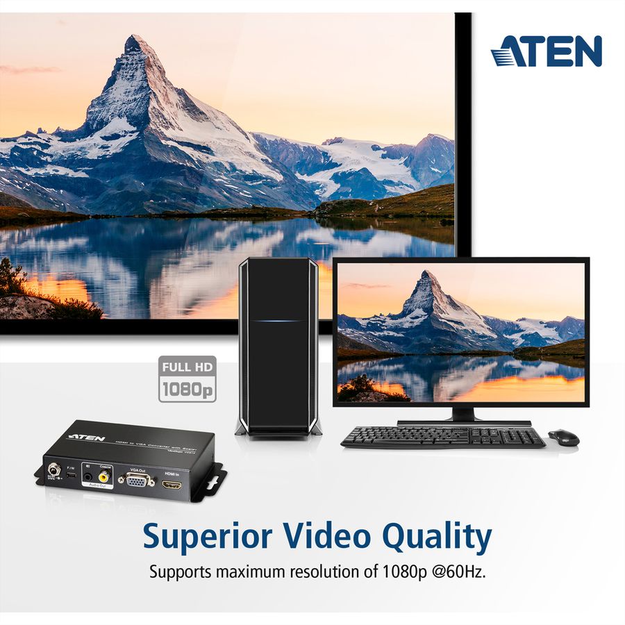 ATEN VC812 Convertisseur HDMI-VGA avec convertisseur de format d'image