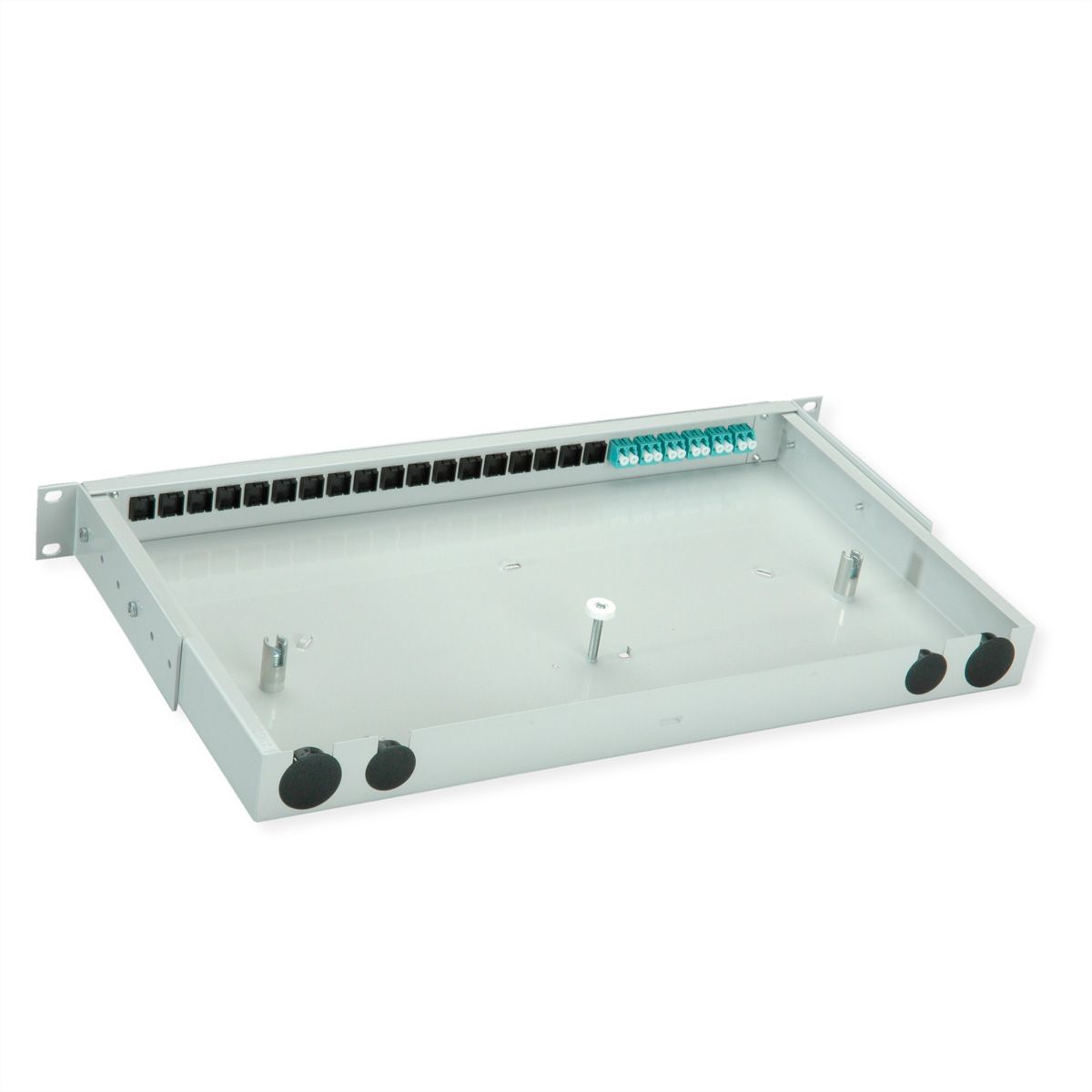 TELEGÄRTNER BASIS V Panneau FO avec coupleurs, 6x LC Duplex, turquoise, OM3