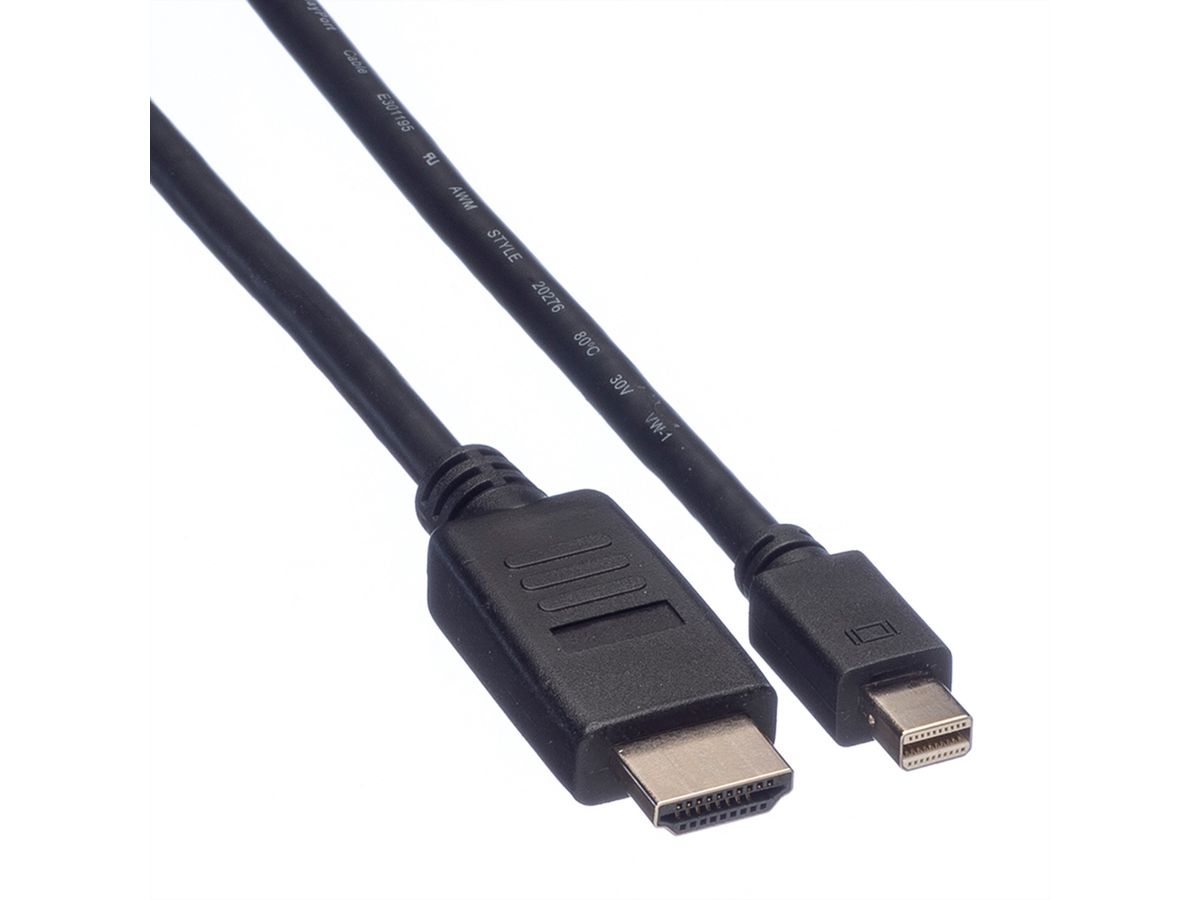 VALUE Mini DisplayPort Câble, Mini DP - HDTV, M/M, noir, 1 m