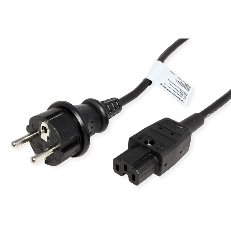 BACHMANN Câble d'alimentation H05RR-F 3G1,0mm² 2m , CEE7/7 C15a