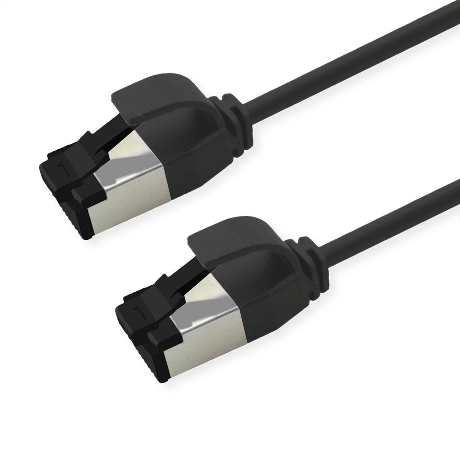 ROLINE Cordon Cat.8.1 (Classe I) S/FTP (PiMF), LSOH, Slim, PoE, noir, 1 m