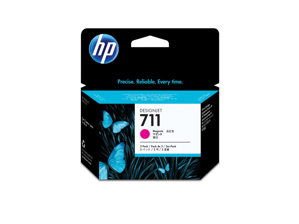 HP 711 pack de 3 cartouches d'encre DesignJet magenta, 29 ml
