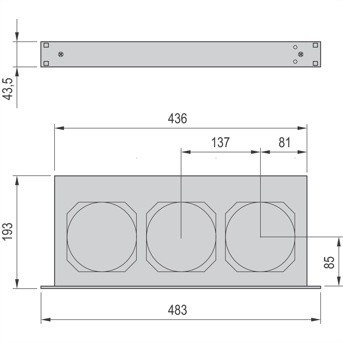 Unité de ventilation 19" SCHROFF, 1 U, 3 ventilateurs, 24 VDC