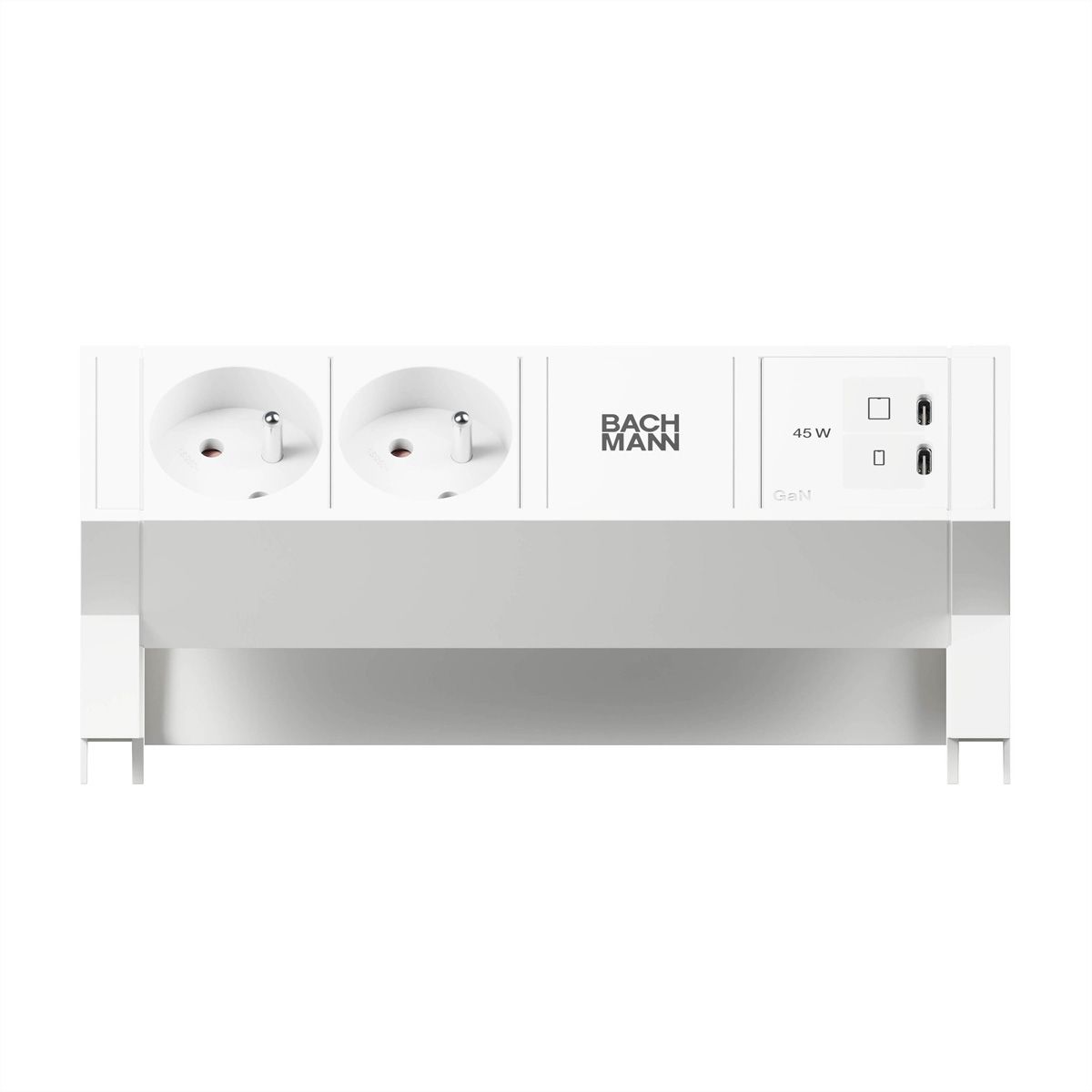 BACHMANN DESK2 blanc 2xUTE, 1xUSB C/C 45W L=0,2m RAL9010