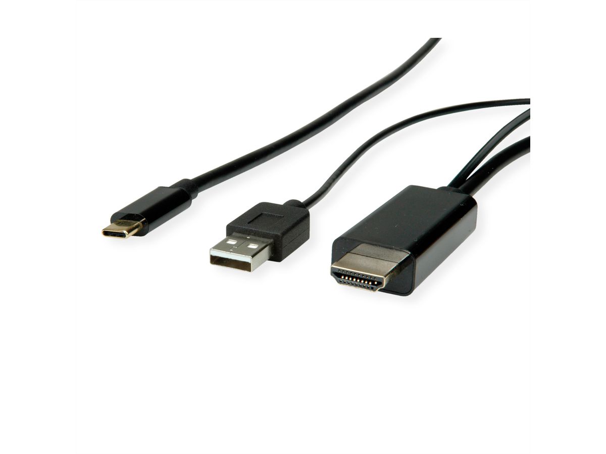 ROLINE Câble adaptateur type C - HDMI + USB A, M/M, 1 m
