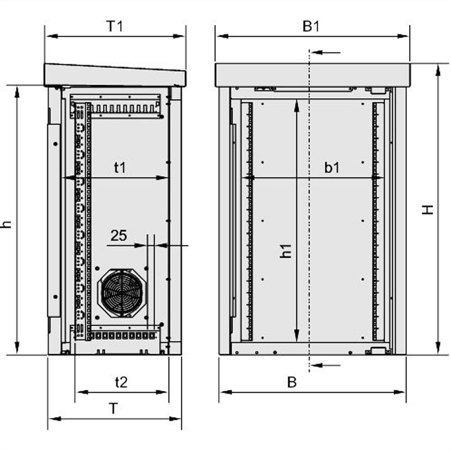 SCHROFF - Armoire unibody pour l'extérieur avec porte simple, 930H 16 U, 700W 500D