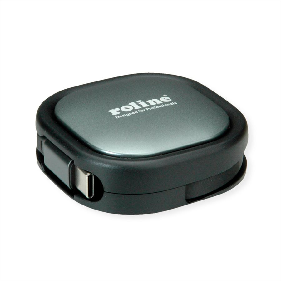 ROLINE Câble rétractable USB 2.0, 60W, C-C, M/M, noir, 1,2 m