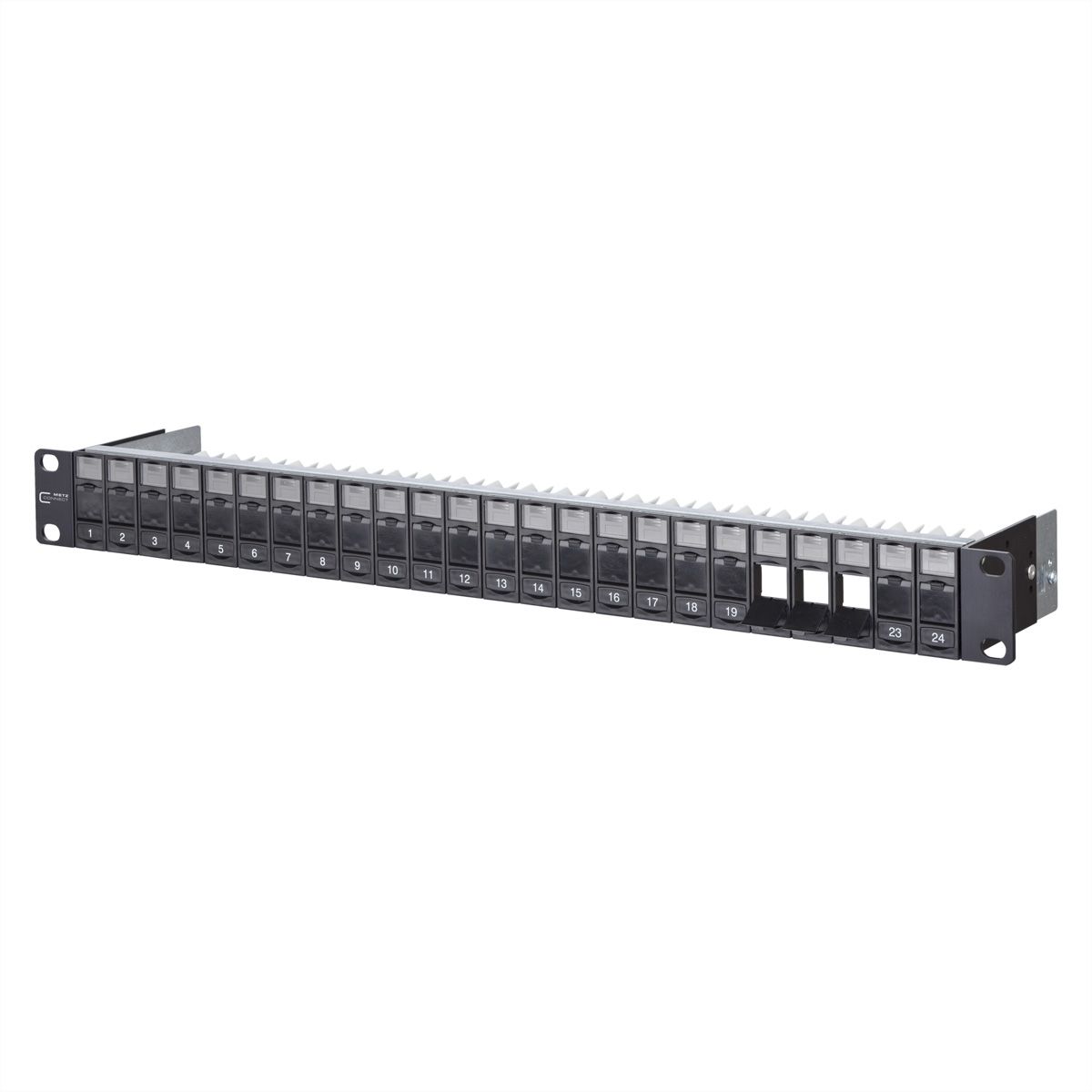 METZ CONNECT Keystone support pour module 19 pouces 1UH 24 ports noir non équipé, blindé, noir
