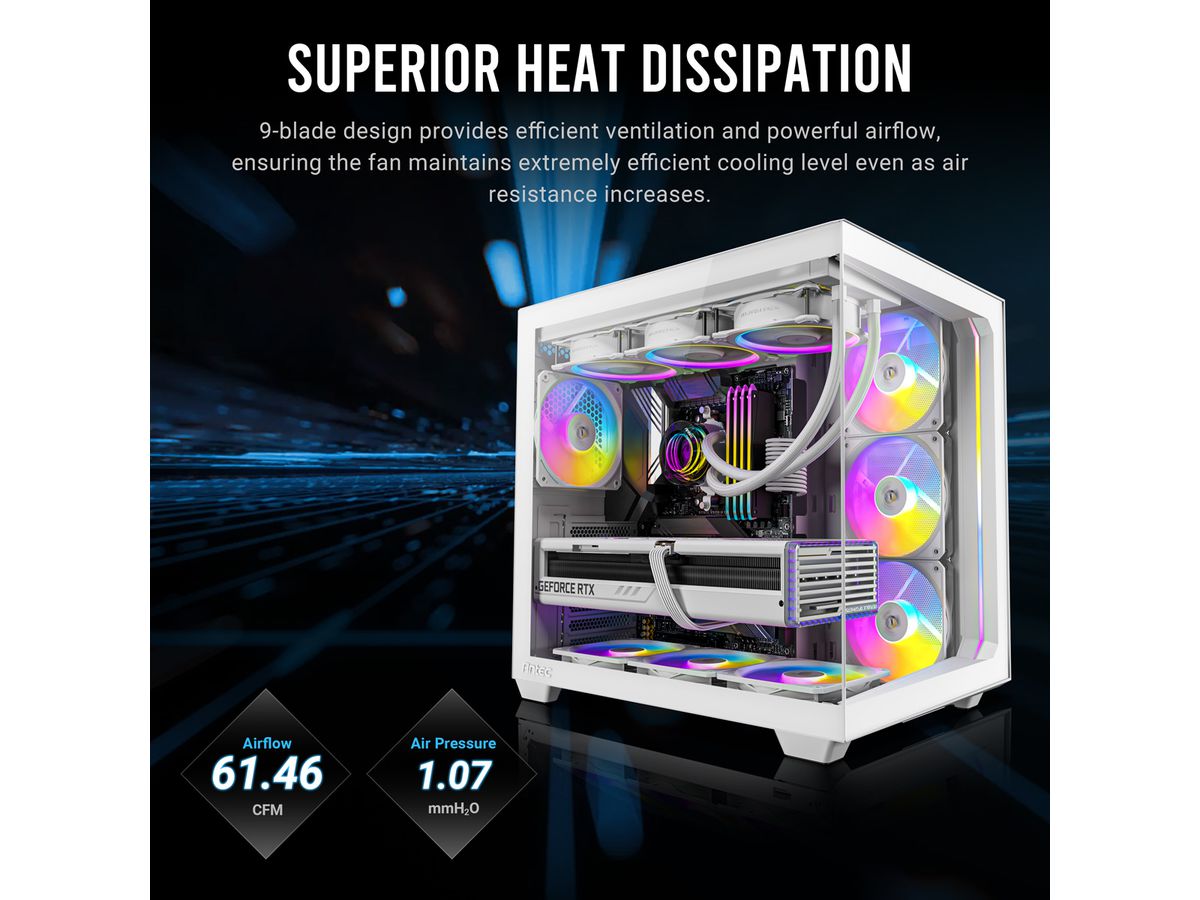 ANTEC P12R PWM ARGB REVERSE Ventilateur de boîtier PC, noir