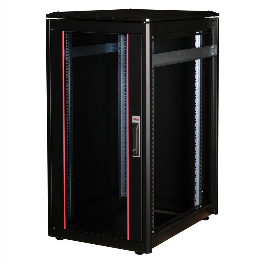 ROLINE 19" Baie réseau Pro 22U, 600x800 LxP Porte verre noir