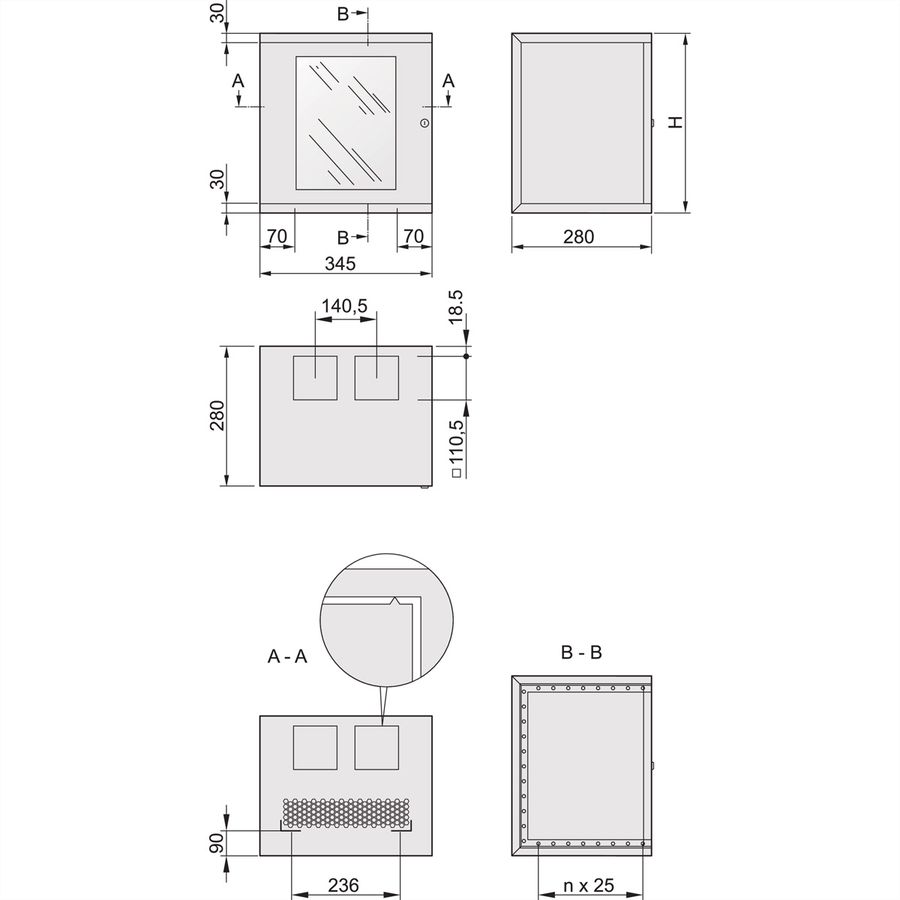 SCHROFF Armoire EPCASE 10" 8 UH, porte en verre, (HxLxP) 462x345x280mm