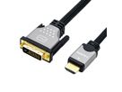 ROLINE Câble pour écran DVI (24+1) - HDMI, M/M, noir/argent, 1,5 m