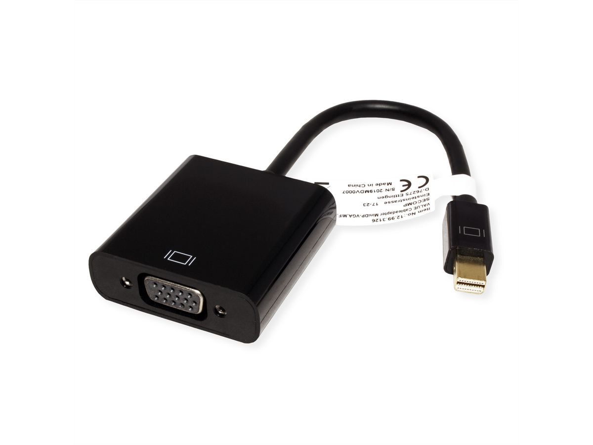 VALUE Adaptateur Mini DisplayPort-VGA, MiniDP M - VGA F