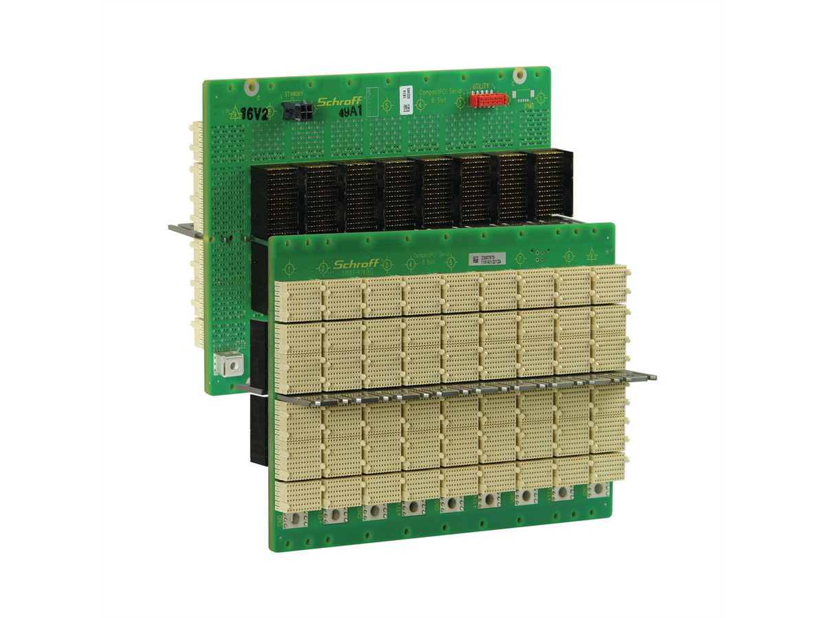 Carte-mère série CPCI SCHROFF, 3 U, 9 slots, System Slot Right, Single Star, avec RIO