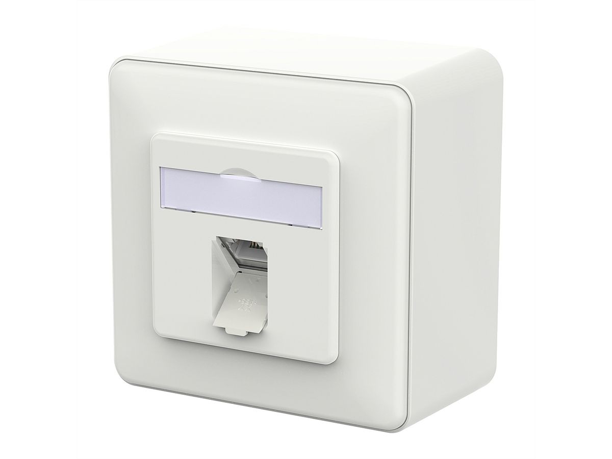 METZ CONNECT E-DAT C6A IDC Prise, 1 port, apparent (AP), blanc signalisation brillant
