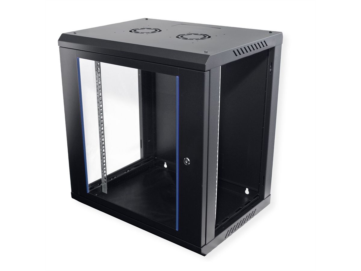 VALUE Boîtier mural 19 pouces 12U, 600 x 450 mm, noir, kit à assembler