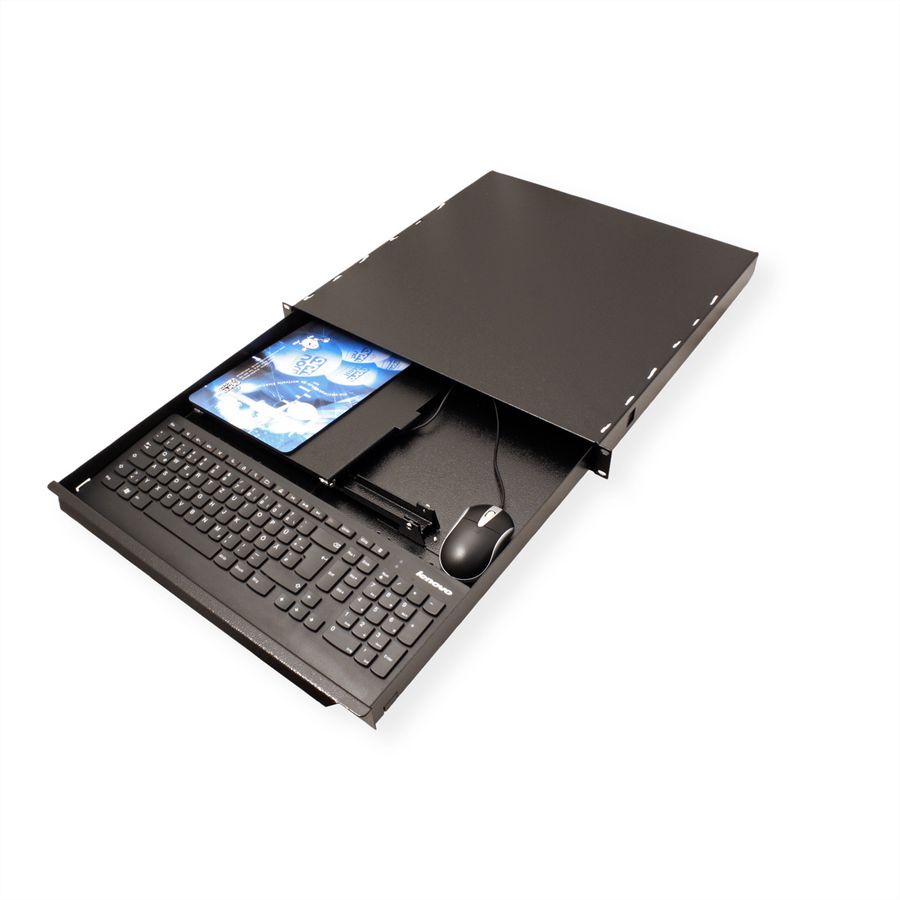 Tiroir clavier 19" 1UH, sans clavier, noir