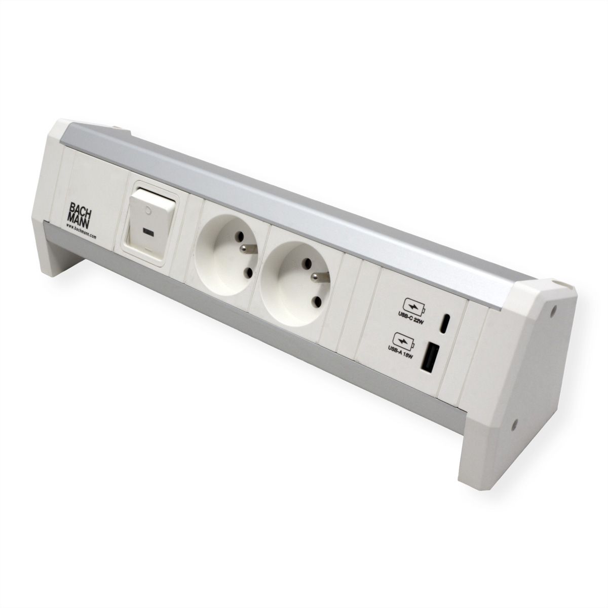BACHMANN DESK 2xUTE 1xUSB A/C 22W 1xcommutateur GST18 RAL9010