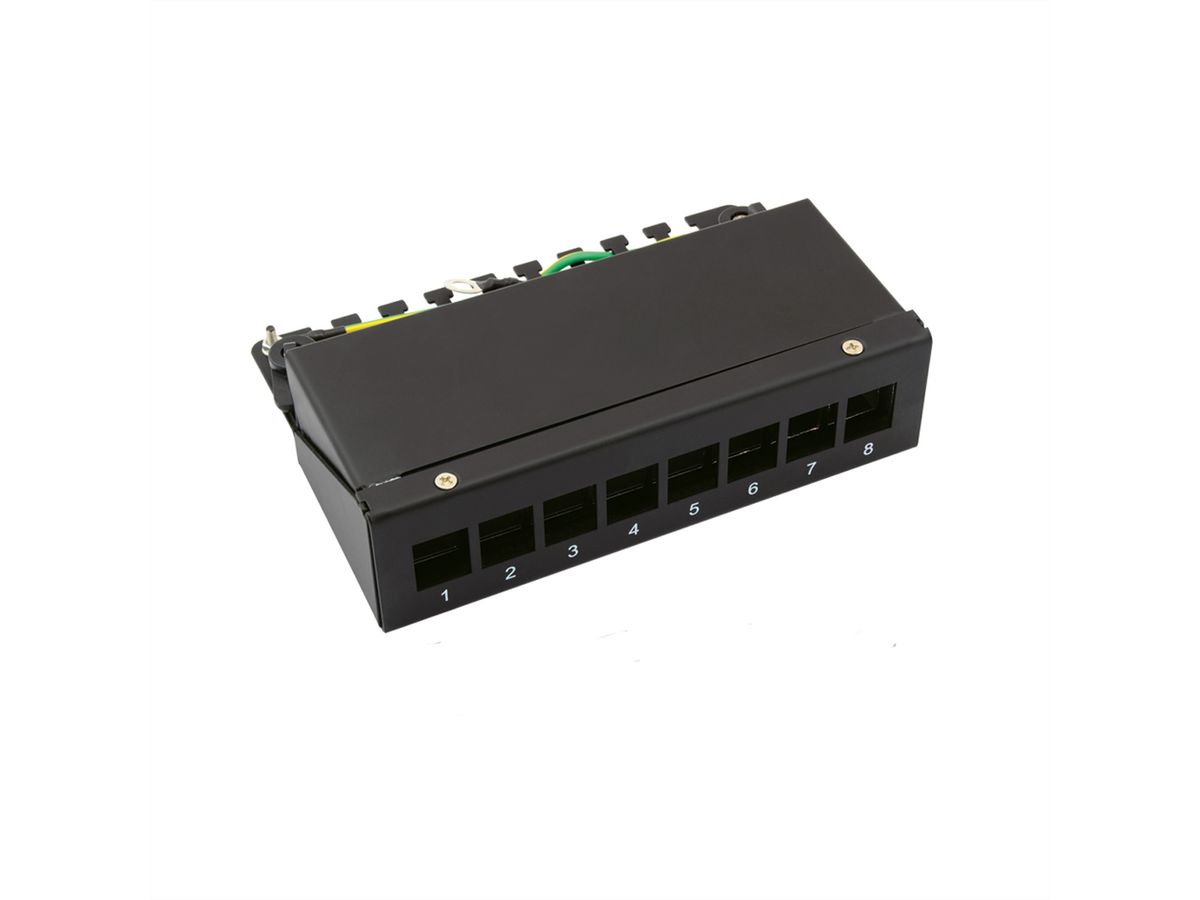 Panneau de brassage pour Keystones, 8 ports, noir