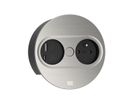 BACHMANN TWIST 2 1xUTE 1xUSB A/C 22W 2,0m AEH aspect inox rond, Mesure p.Sd. H05VV-F 3G2,5 CEE3x16A LAN