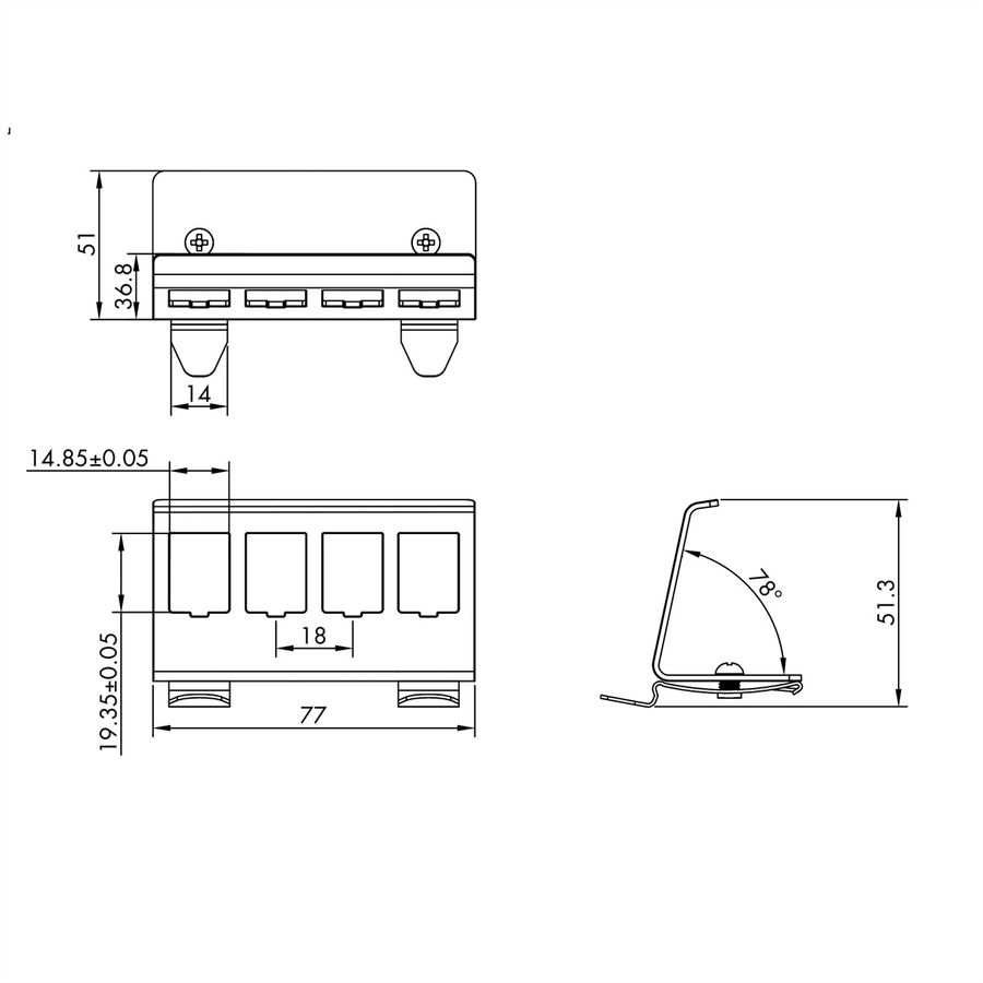 ROLINE Adaptateur pour rail DIN, vide, pour 4 Keystones