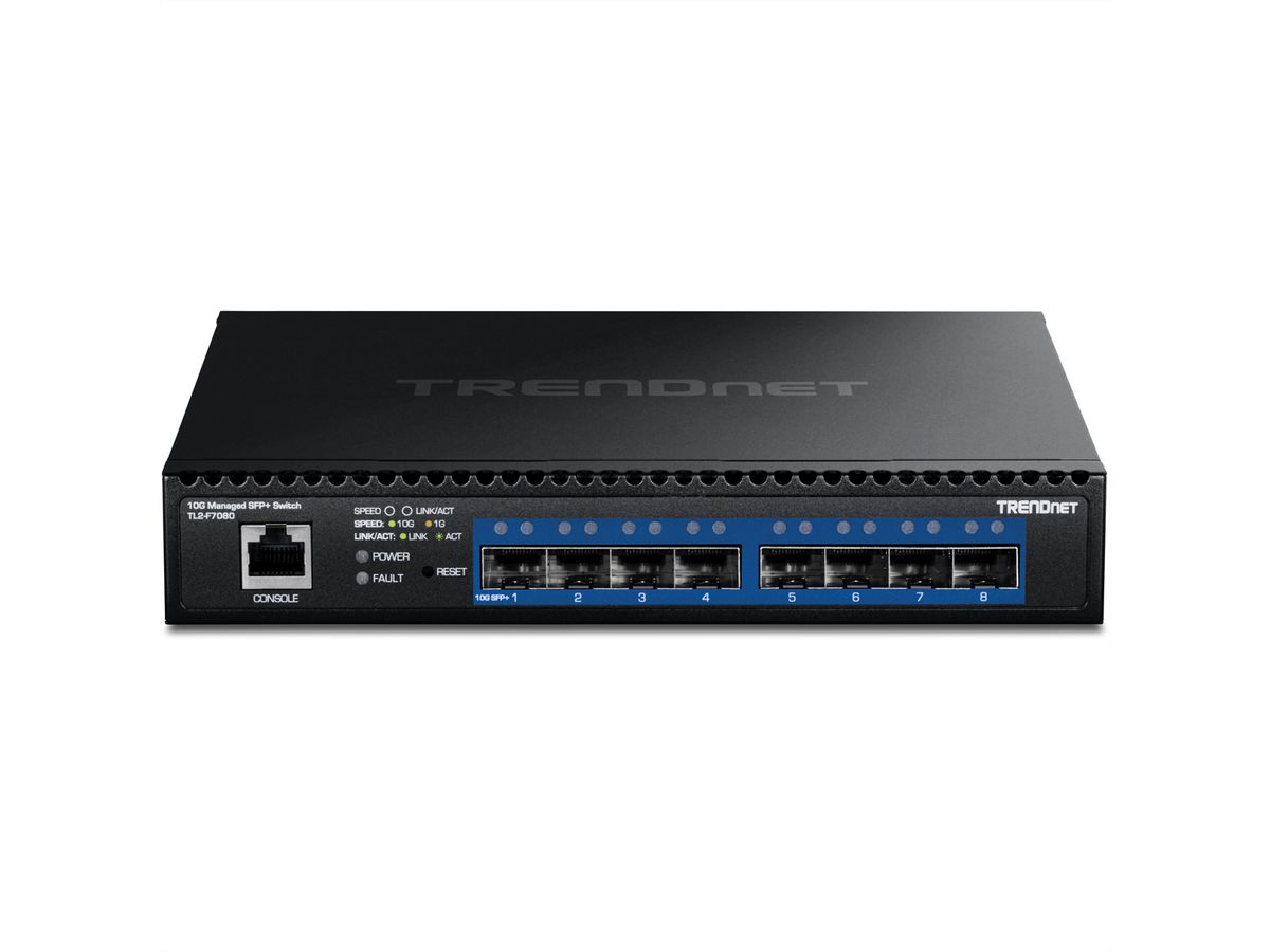 TRENDnet TL2-F7080 Switch SFP+ 10G administrable de couche 2 à 8 ports