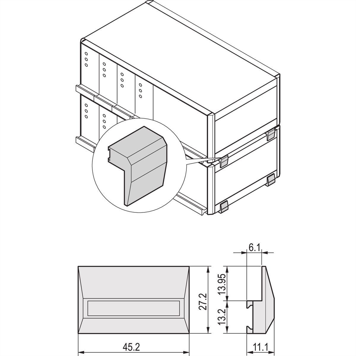 Kit d'aide à l'empilage SCHROFF pour RatiopacPRO/-Air Case ou Interscale, RAL 9006