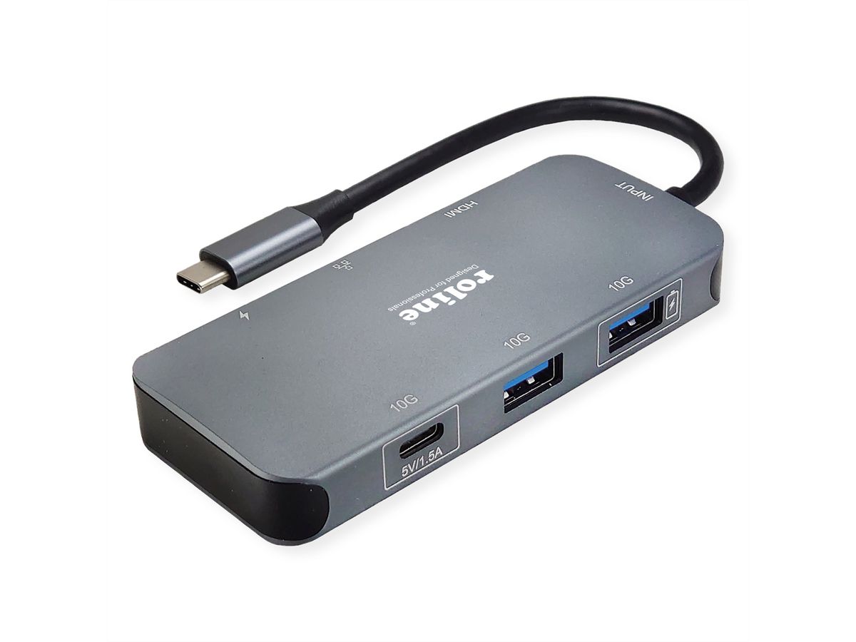 ROLINE Station d'accueil USB 3.2 Gen 2 multiports de type C, HDMI 4K, LAN -  SECOMP France