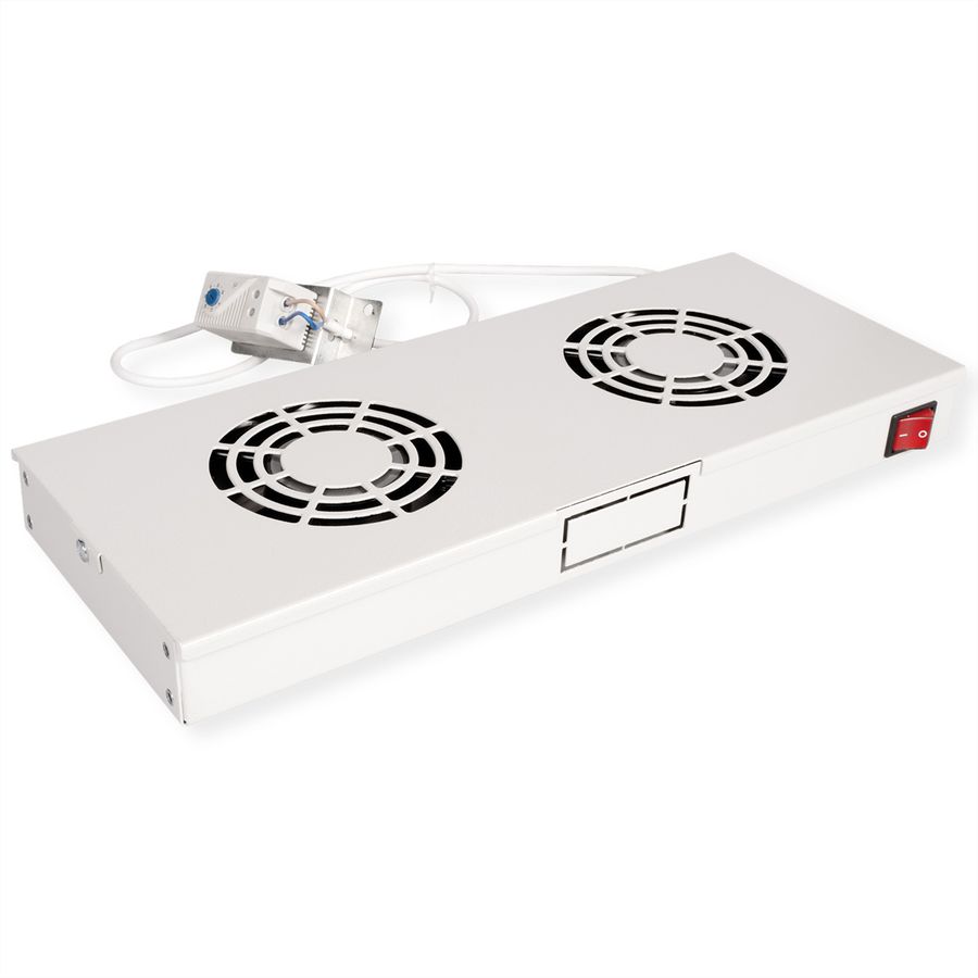 ROLINE 19" Unité de ventilation, 2 ventilateurs, Thermostat gris