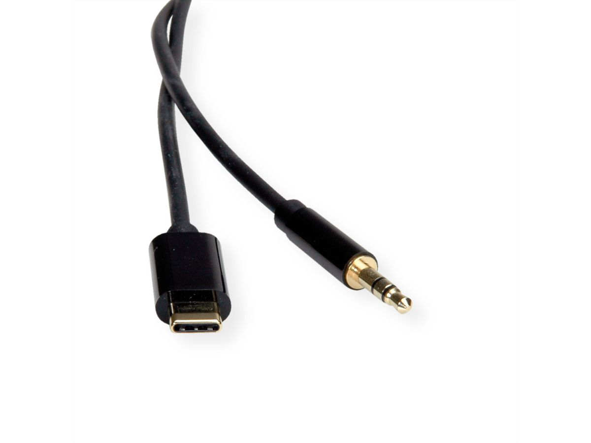 ROLINE Adaptateur Type C - 3,5mm Audio, M/M, noir, 1,8 m