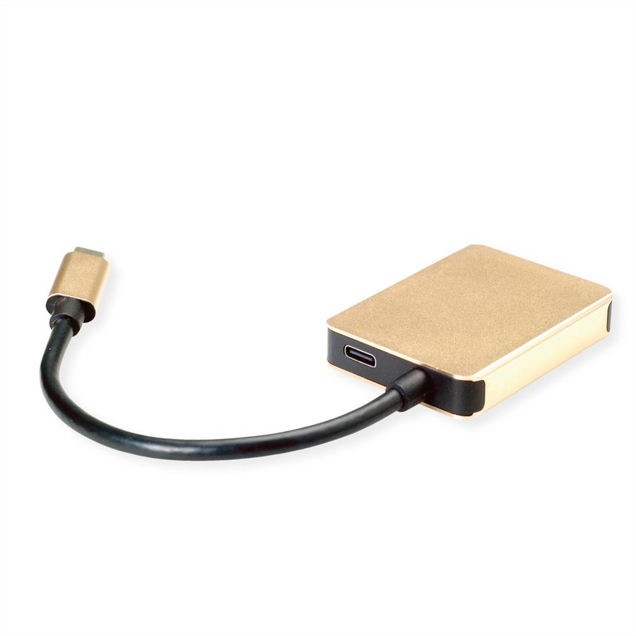 ROLINE GOLD Station d'accueil USB-C, 4K HDMI, 2 ports USB 3.2 Gen 1, 1x USB type C PD (Power Delivery)