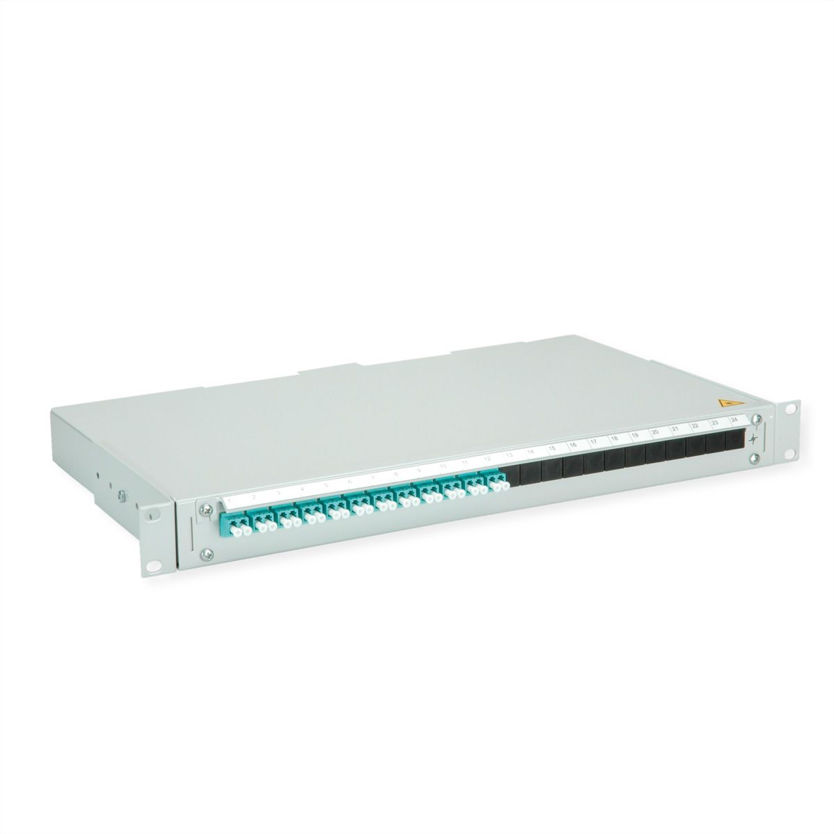 TELEGÄRTNER BASIS V Panneau fibre optique avec coupleurs & Pigtails , 12x LC Duplex, turquoise, OM3