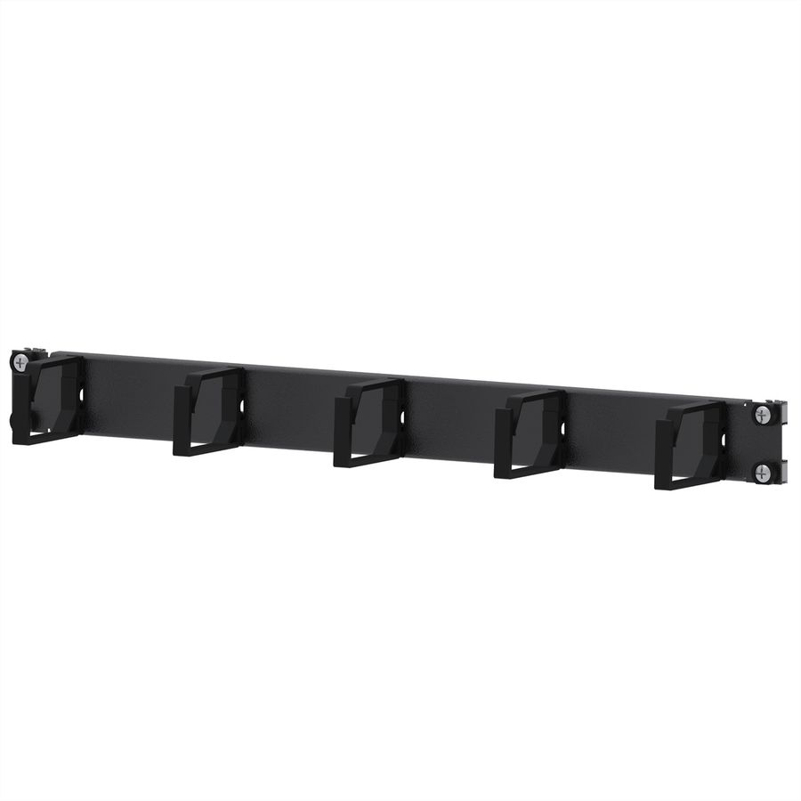 Passe-câbles 19" 1 UH avec 5 arceaux en plastique noir
