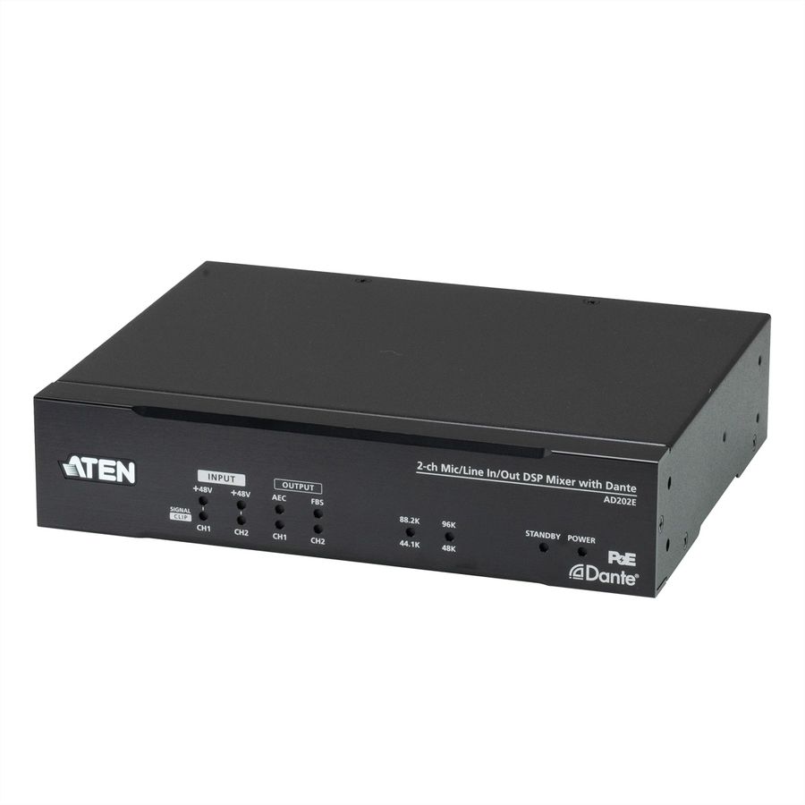 ATEN AD202E Processeur audio 2-CH à entrée/sortie micro/ligne, avec DSP et Dante