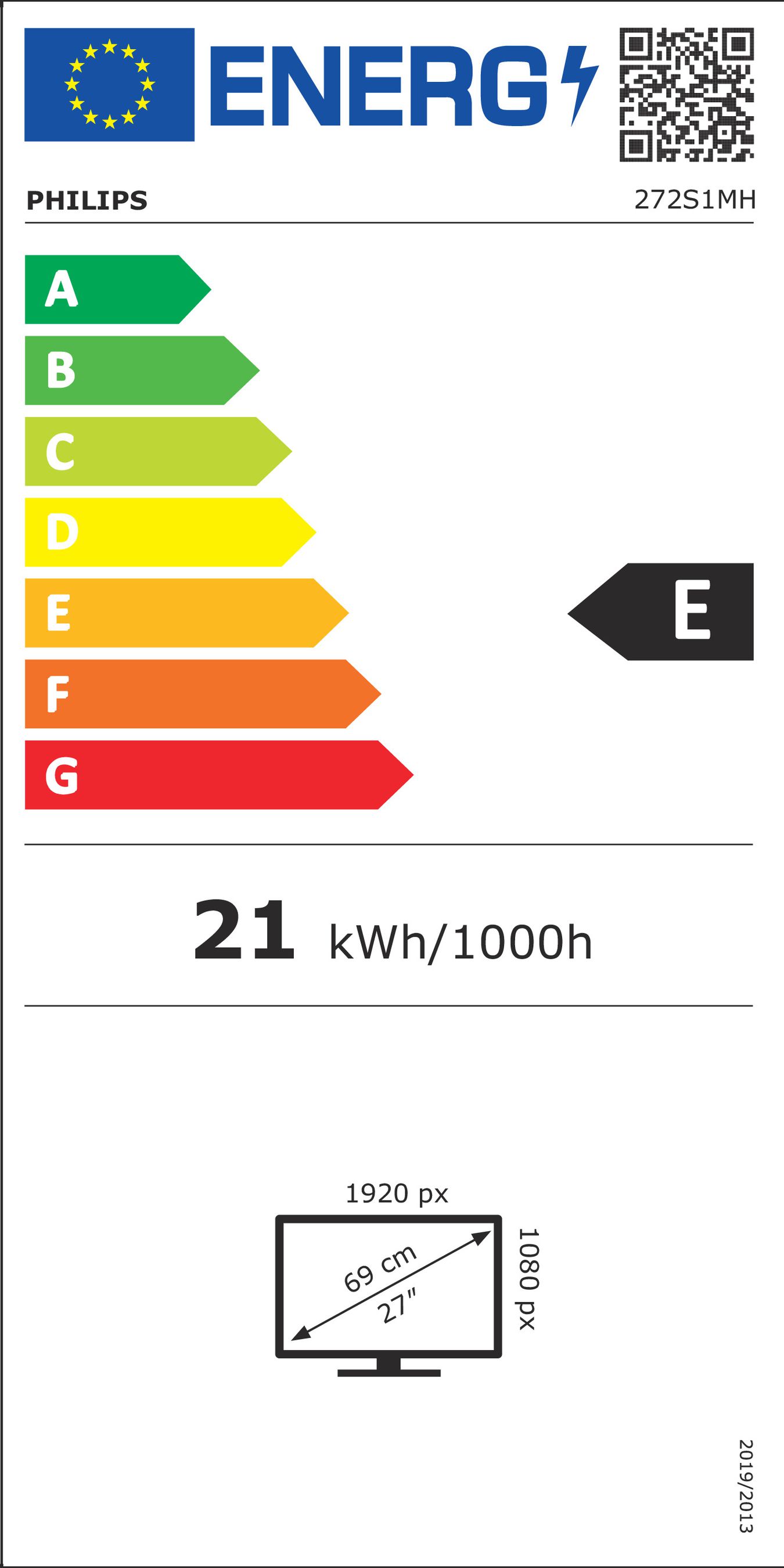 Philips S Line 272S1MH/00 LED display 68,6 cm (27") 1920 x 1080 pixels Full HD Noir