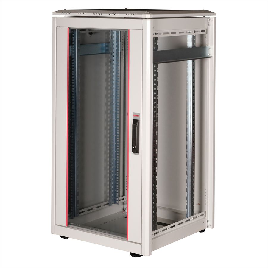 ROLINE 19" Baie réseau Pro 22U, 600x600 LxP Porte verre gris