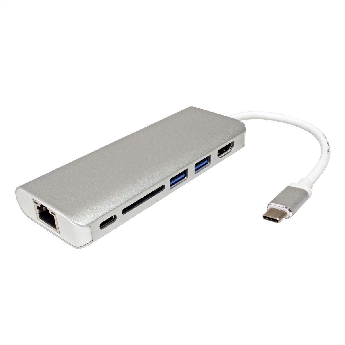 ROLINE Station d'accueil USB type C, 4K HDMI, 2x USB 3.2 Gen 1,1x lecteur SD/MicroSD, 1x USB-C PD, 1 x Gigabit Ethernet