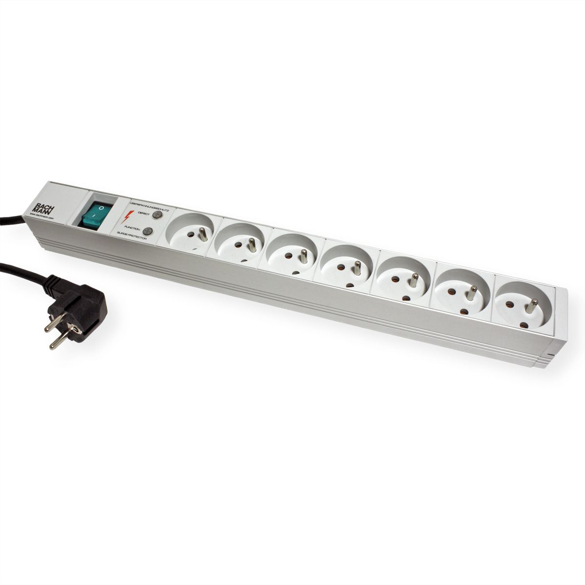 BACHMANN Prise multiple, 1UH 7x UTE, interrupteur, protection de surtension, 2 m