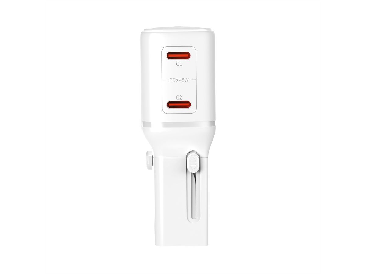 VALUE Chargeur de voyage, EU/UK/US, 2 ports USB C, 45 W