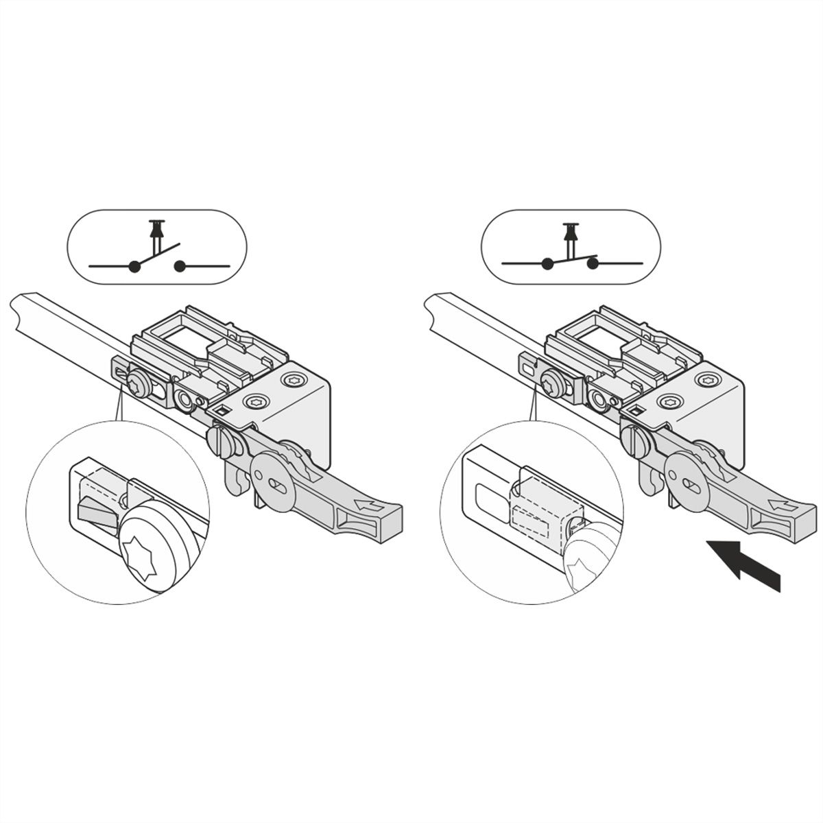 Microrupteur SCHROFF pour modules compacts et complets, normalement ouvert, 10 pièces